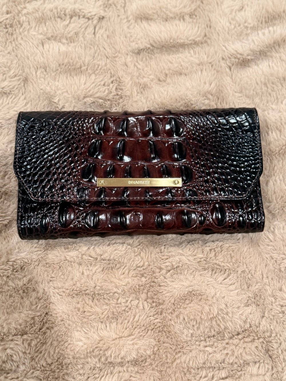 NWOT Brahmin Melbourne Collection Cordelia Checkbook Wallet in Pecan